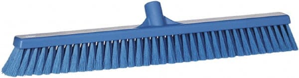 Vikan - 24" Fine Particle Synthetic Push Broom - 2" Bristle Length, Plastic Block, European Threaded Handle Connection - Exact Tooling
