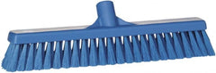 Vikan - 16" Fine Particle Synthetic Push Broom - 2" Bristle Length, Plastic Block, European Threaded Handle Connection - Exact Tooling