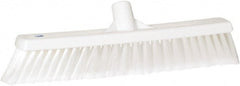 Vikan - 16" Fine Particle Synthetic Push Broom - 2" Bristle Length, Plastic Block, European Threaded Handle Connection - Exact Tooling