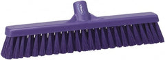 Vikan - 16" Fine Particle Synthetic Push Broom - 2" Bristle Length, Plastic Block, European Threaded Handle Connection - Exact Tooling