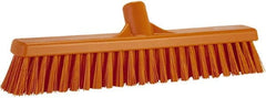 Vikan - 16" Combo Duty Synthetic Push Broom - 2" Bristle Length, Plastic Block, European Threaded Handle Connection - Exact Tooling