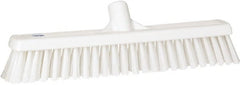 Vikan - 16" Fine Particle Synthetic Push Broom - 2" Bristle Length, Plastic Block, European Threaded Handle Connection - Exact Tooling