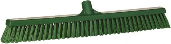 Vikan - 24" Combo Duty Synthetic Push Broom - 2" Bristle Length, Plastic Block, European Threaded Handle Connection - Exact Tooling