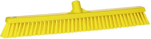 Vikan - 24" Combo Duty Synthetic Push Broom - 2" Bristle Length, Plastic Block, European Threaded Handle Connection - Exact Tooling