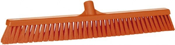 Vikan - 24" Fine Particle Synthetic Push Broom - 2" Bristle Length, Plastic Block, European Threaded Handle Connection - Exact Tooling