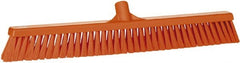 Vikan - 24" Fine Particle Synthetic Push Broom - 2" Bristle Length, Plastic Block, European Threaded Handle Connection - Exact Tooling