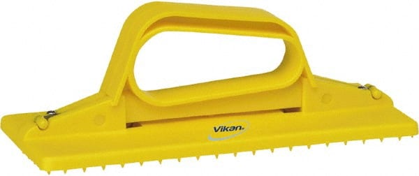 Vikan - 9" Long x 3-3/4" Wide Scouring Pad Holder - Yellow - Exact Tooling