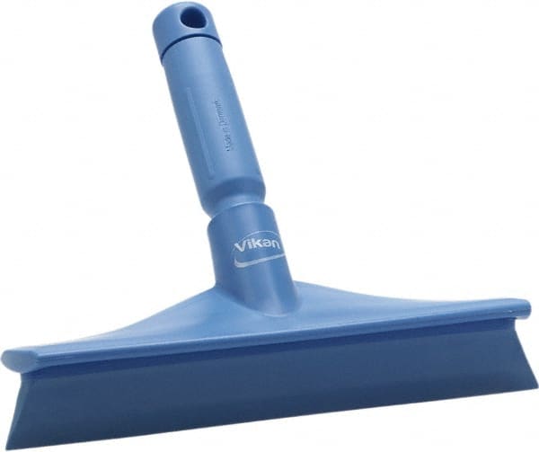 Vikan - 9.84" Rubber Blade Bench Squeegee - Single Edge, Blue, Plastic Holder - Exact Tooling