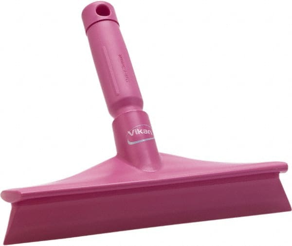 Vikan - 9.84" Rubber Blade Bench Squeegee - Single Edge, Pink, Plastic Holder - Exact Tooling