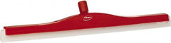 Vikan - 24" Foam Rubber Blade Floor Squeegee - Double Edge, Red, Plastic Holder - Exact Tooling
