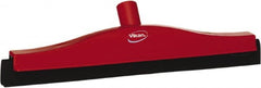 Vikan - 16" Foam Rubber Blade Bench Squeegee - Double Edge, Red, Plastic Holder - Exact Tooling