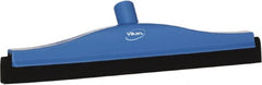 Vikan - 16" Foam Rubber Blade Bench Squeegee - Double Edge, Blue, Plastic Holder - Exact Tooling