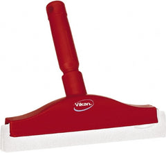 Vikan - 10" Foam Rubber Blade Bench Squeegee - Double Edge, Red, Plastic Holder - Exact Tooling