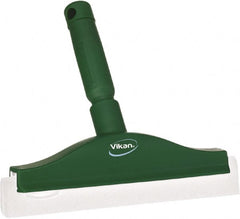 Vikan - 10" Foam Rubber Blade Bench Squeegee - Double Edge, Green, Plastic Holder - Exact Tooling