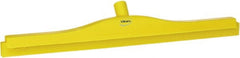 Vikan - 24" Rubber Blade Floor Squeegee - Double Edge, Yellow, Plastic Holder - Exact Tooling