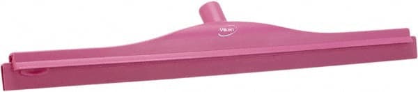 Vikan - 24" Rubber Blade Floor Squeegee - Double Edge, Pink, Plastic Holder - Exact Tooling