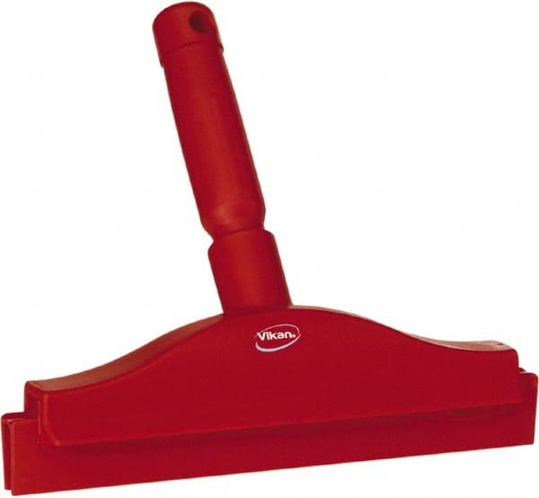 Vikan - 10" Rubber Blade Floor Squeegee - Double Edge, Red, Plastic Holder - Exact Tooling