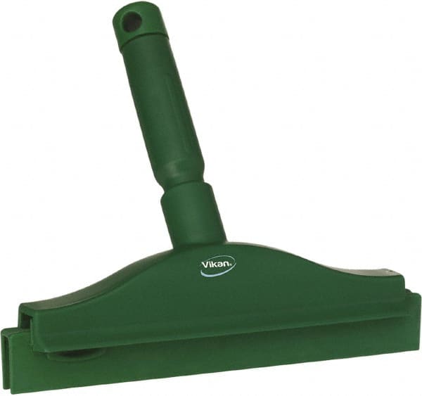 Vikan - 10" Rubber Blade Floor Squeegee - Double Edge, Green, Plastic Holder - Exact Tooling