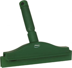 Vikan - 10" Rubber Blade Floor Squeegee - Double Edge, Green, Plastic Holder - Exact Tooling