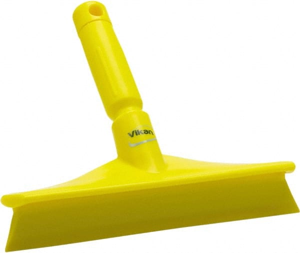 Vikan - 9.84" Rubber Blade Bench Squeegee - Single Edge, Yellow, Plastic Holder - Exact Tooling