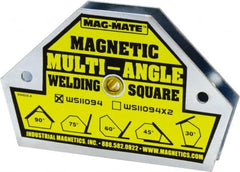 Mag-Mate - 4-3/8" Wide x 3/4" Deep x 3" High, Rare Earth Magnetic Welding & Fabrication Square - 55 Lb Average Pull Force - Exact Tooling