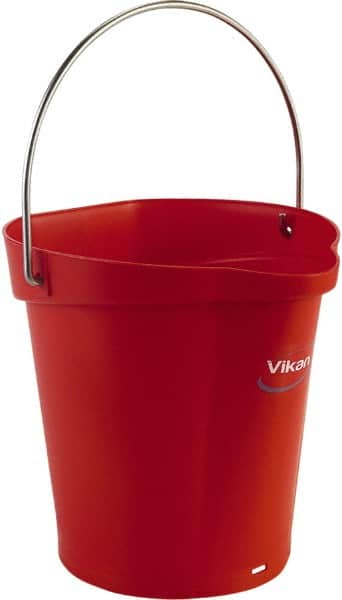 Vikan - 1-1/2 Gal, Polypropylene Round Red Single Pail with Pour Spout - Handle Included - Exact Tooling