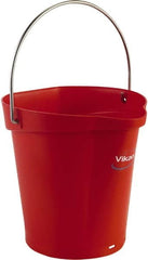 Vikan - 1-1/2 Gal, Polypropylene Round Red Single Pail with Pour Spout - Handle Included - Exact Tooling