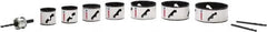 Lenox - 10 Piece, 2-1/8" to 4-5/8" Saw Diam, Plumber's Hole Saw Kit - Bi-Metal, Toothed Edge, Includes 7 Hole Saws - Exact Tooling