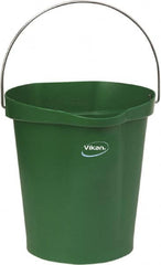 Vikan - 3 Gal, Polypropylene Round Green Single Pail with Pour Spout - Handle Included - Exact Tooling