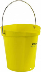 Vikan - 1-1/2 Gal, Polypropylene Round Yellow Single Pail with Pour Spout - Handle Included - Exact Tooling