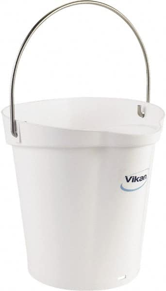 Vikan - 1-1/2 Gal, Polypropylene Round White Single Pail with Pour Spout - Handle Included - Exact Tooling