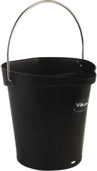Vikan - 1-1/2 Gal, Polypropylene Round Black Single Pail with Pour Spout - Handle Included - Exact Tooling
