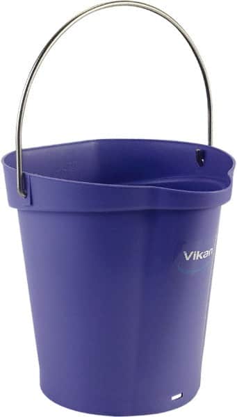 Vikan - 1-1/2 Gal, Polypropylene Round Purple Single Pail with Pour Spout - Handle Included - Exact Tooling