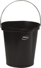 Vikan - 3 Gal, Polypropylene Round Black Single Pail with Pour Spout - Handle Included - Exact Tooling