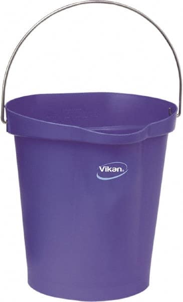 Vikan - 3 Gal, Polypropylene Round Purple Single Pail with Pour Spout - Handle Included - Exact Tooling