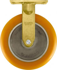 Caster Connection - 10" Diam x 2" Wide x 12" OAH Top Plate Mount Rigid Caster - Polyurethane on Aluminum, 1,500 Lb Capacity, Sealed Precision Ball Bearing, 4-1/2 x 6-1/4" Plate - Exact Tooling