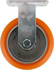 Caster Connection - 6" Diam x 2" Wide x 7-1/2" OAH Top Plate Mount Rigid Caster - Polyurethane on Aluminum, 1,000 Lb Capacity, Sealed Precision Ball Bearing, 4 x 4-1/2" Plate - Exact Tooling