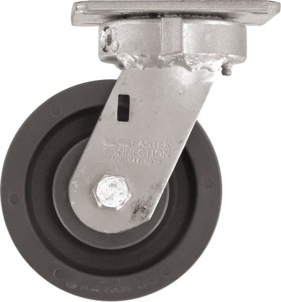 Caster Connection - 5" Diam x 2" Wide x 6-1/2" OAH Top Plate Mount Swivel Caster - High Grade Nylon, 1,200 Lb Capacity, Sealed Precision Ball Bearing, 4 x 4-1/2" Plate - Exact Tooling