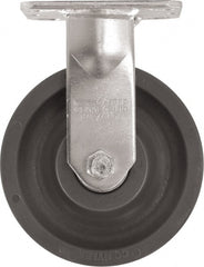 Caster Connection - 6" Diam x 2" Wide x 7-1/2" OAH Top Plate Mount Rigid Caster - High Grade Nylon, 1,500 Lb Capacity, Sealed Precision Ball Bearing, 4 x 4-1/2" Plate - Exact Tooling