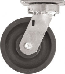 Caster Connection - 6" Diam x 2" Wide x 7-1/2" OAH Top Plate Mount Swivel Caster - High Grade Nylon, 1,500 Lb Capacity, Sealed Precision Ball Bearing, 4 x 4-1/2" Plate - Exact Tooling