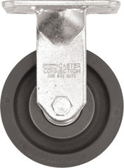 Caster Connection - 5" Diam x 2" Wide x 6-1/2" OAH Top Plate Mount Rigid Caster - High Grade Nylon, 1,200 Lb Capacity, Sealed Precision Ball Bearing, 4 x 4-1/2" Plate - Exact Tooling