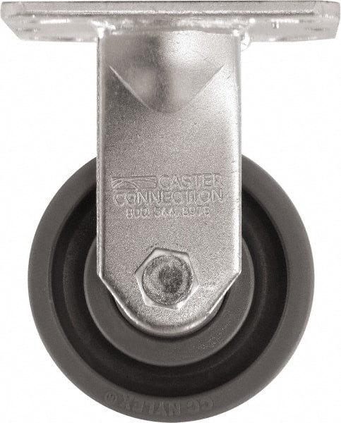 Caster Connection - 4" Diam x 2" Wide x 5-5/8" OAH Top Plate Mount Rigid Caster - High Grade Nylon, 1,000 Lb Capacity, Sealed Precision Ball Bearing, 4 x 4-1/2" Plate - Exact Tooling