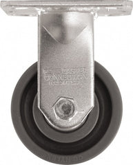 Caster Connection - 4" Diam x 2" Wide x 5-5/8" OAH Top Plate Mount Rigid Caster - High Grade Nylon, 1,000 Lb Capacity, Sealed Precision Ball Bearing, 4 x 4-1/2" Plate - Exact Tooling