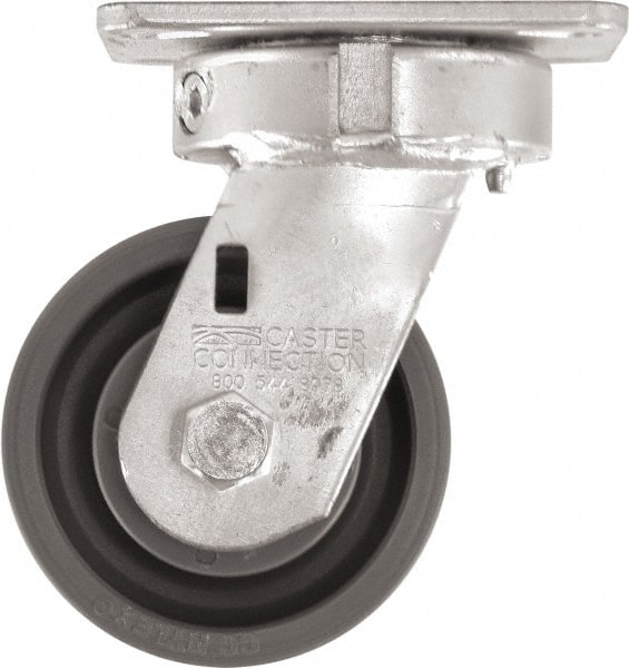 Caster Connection - 4" Diam x 2" Wide x 5-5/8" OAH Top Plate Mount Swivel Caster - High Grade Nylon, 1,000 Lb Capacity, Sealed Precision Ball Bearing, 4 x 4-1/2" Plate - Exact Tooling