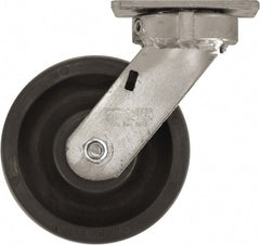 Caster Connection - 6" Diam x 2" Wide x 7-1/2" OAH Top Plate Mount Swivel Caster - High Grade Nylon, 1,500 Lb Capacity, Sealed Precision Ball Bearing, 4 x 4-1/2" Plate - Exact Tooling