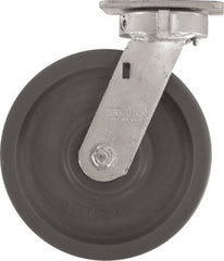 Caster Connection - 8" Diam x 2" Wide x 9-1/2" OAH Top Plate Mount Swivel Caster - High Grade Nylon, 2,000 Lb Capacity, Sealed Precision Ball Bearing, 4 x 4-1/2" Plate - Exact Tooling