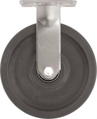 Caster Connection - 8" Diam x 2" Wide x 9-1/2" OAH Top Plate Mount Rigid Caster - High Grade Nylon, 2,000 Lb Capacity, Sealed Precision Ball Bearing, 4 x 4-1/2" Plate - Exact Tooling