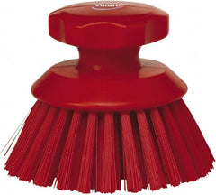 Vikan - 1-1/2" Bristle Length, Polyester Food Service Brush - 3-3/4" Long x 5" Wide Head, 5" OAL, Red, Polypropylene Block - Exact Tooling