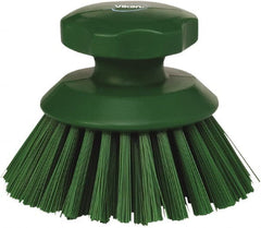 Vikan - 1-1/2" Bristle Length, Polyester Food Service Brush - 3-3/4" Long x 5" Wide Head, 5" OAL, Green, Polypropylene Block - Exact Tooling