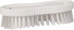 Vikan - 1" Bristle Length, Polyester Scrub Brush - 6-1/4" Long x 7" Wide Head, 7" OAL, White, Polypropylene Block - Exact Tooling
